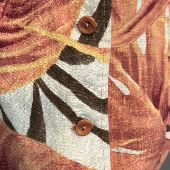 #577 Conrad C vintage linen, tropical short sleeve button-down top size 16 - Picture 8 of 11